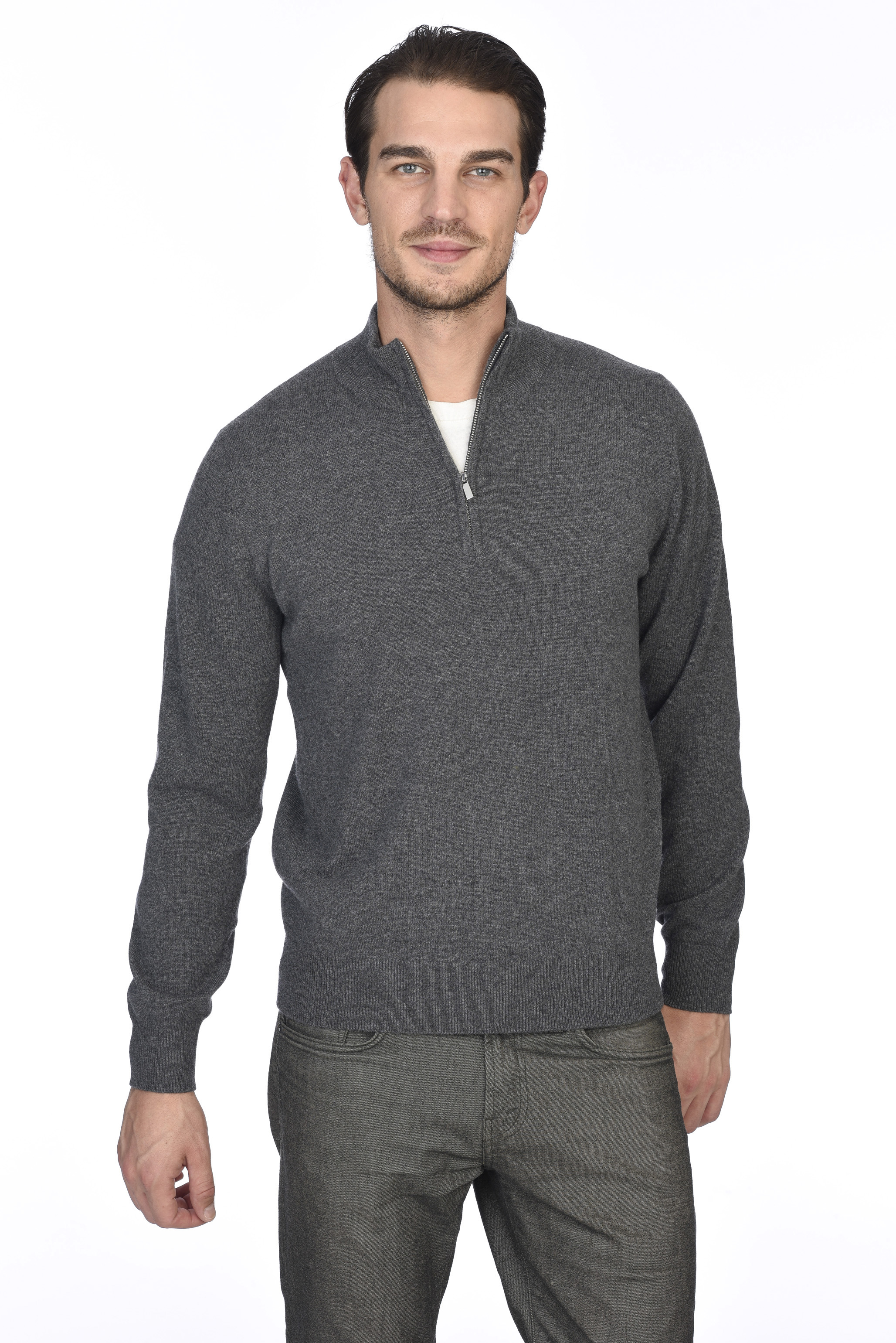 State Cashmere Men's 100 Pure Cashmere Pullover Half Zip Mock Neck